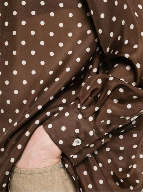 Camicia donna Marella Angio marrone in seta con stampa a pois MARELLA Sport | ANGIO001